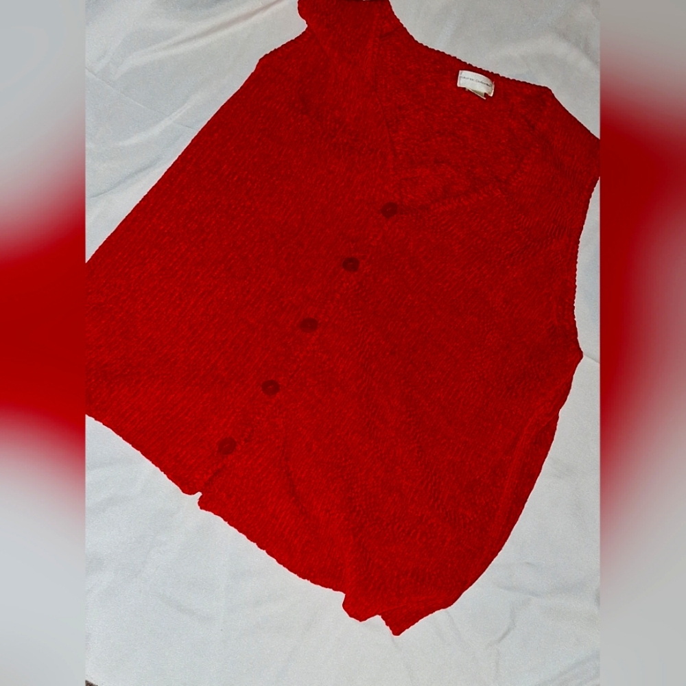Vintage Potomac Collection Red Sleeveless Vest Sweater Women's Size Large